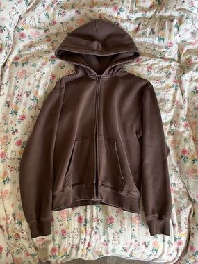 Tna sweatfleece brown zip up hoodie